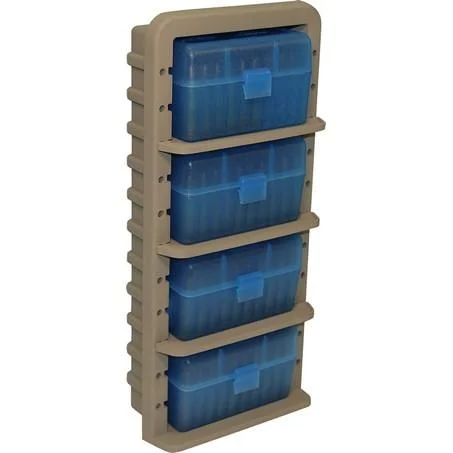 Mtm Molded Products Company MTM ARRS Ammo Rack with 4 RS-50-24 Ammo Boxes Clear Blue and Dark Earth