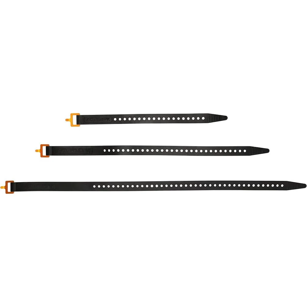 muddy-stretch-strap-combo-pack-primary Gsm Muddy stretch strap combo pack, three black perforated straps in graduated lengths