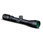KonusPro Muzzleloading Scope 3-9x40mm, black angled side view with adjustment turrets and green lens