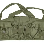 NcStar VISM AK Chest Rig, green front view with shoulder straps and multiple flap pouches