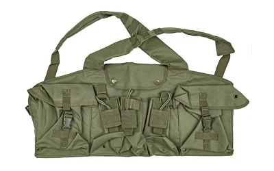 ncstar-ak-chest-rig-green-primary-1 NcStar VISM AK Chest Rig, green front view with shoulder straps and multiple flap pouches