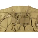 NcStar VISM AK Chest Rig, tan front view with shoulder straps and multiple flap pouches