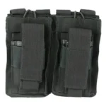 NcStar VISM AR Double Mag Pouch, black front view with two flap closures and webbing
