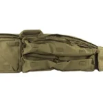 NCSTAR VISM DRAG BAG TAN, tan side view with multiple zip pockets, straps and carry handles