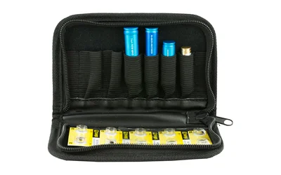 NCSTAR LASER BORE SIGHTER SET open black zip case with bore sighters and battery packs