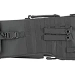 NCSTAR TACT RIFLE SCABBARD BLK, side view with straps, buckles and MOLLE webbing