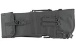 NCSTAR TACT RIFLE SCABBARD BLK, side view with straps, buckles and MOLLE webbing