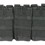 NcStar VISM AR Triple Mag Pouch, black front view with three flap closures and webbing