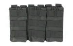 NcStar VISM AR Triple Mag Pouch, black front view with three flap closures and webbing
