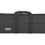 NCSTAR VISM GUN CASE 34X10 BLK, black side view with carry handles, straps and front pocket