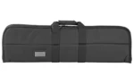 NCSTAR VISM GUN CASE 34X10 BLK, black side view with carry handles, straps and front pocket