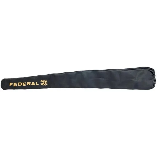 Federal Neoprene Gun Sleeve, black side view with yellow Federal logo