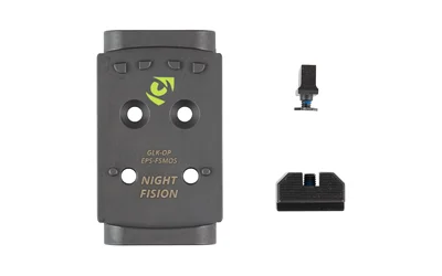 Night Fision NF PLATE+BS EPS FITS GLOCK FS MOS, black mounting plate and two sights