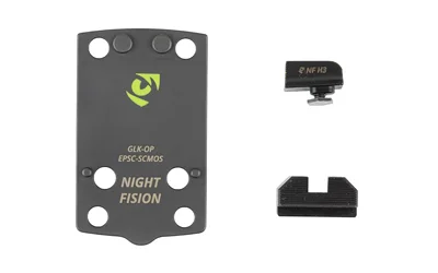 Night Fision NF PLATE+BS EPS CARRY FITS G43X MOS, black mounting plate and two sights