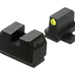 Night Fision NF TRIT RMR HT SGT P320 YLW/BLNK black sight set with yellow front dot, angled view