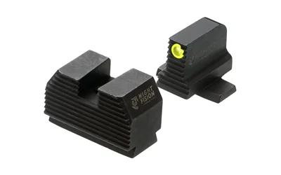 Night Fision NF TRIT RMR HT SGT P320 YLW/BLNK black sight set with yellow front dot, angled view