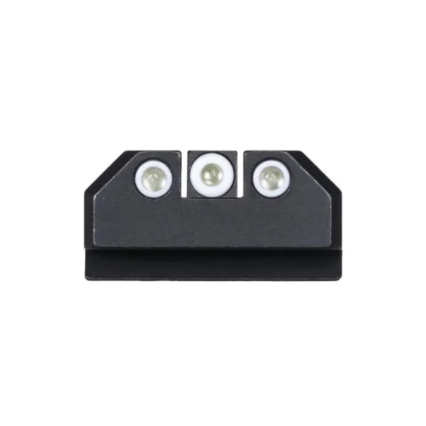 Night Fision Night Sight Set for Ruger Max 9, front view of black sight with three white dots