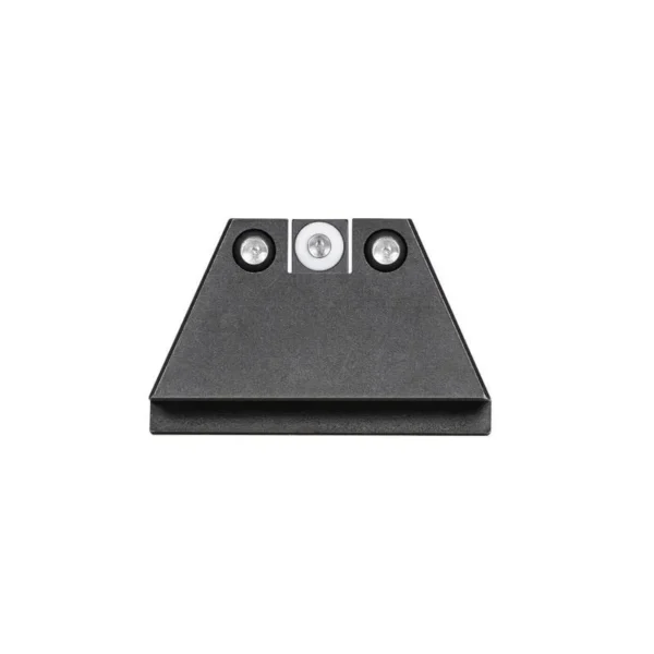 Night Fision Suppressor Height Night Sight Set, rear view of black sights with white inserts
