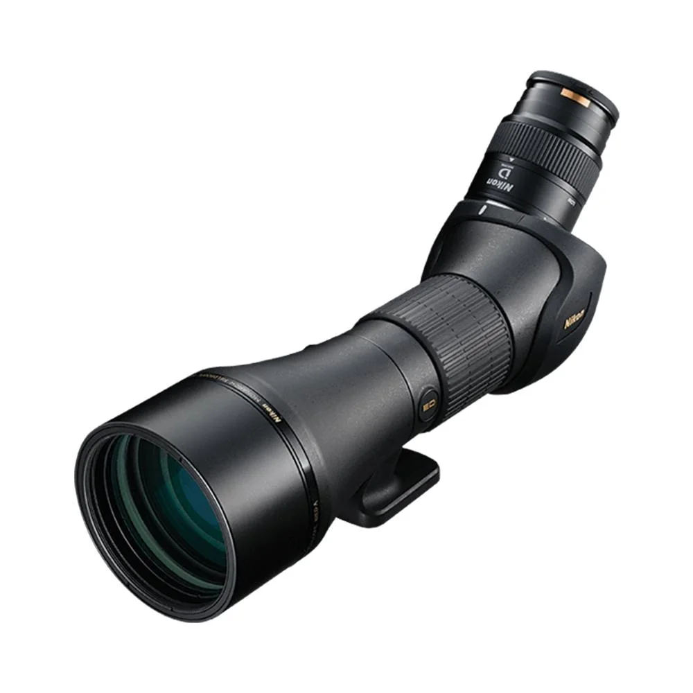 nikon-monarch-spotting-scope-ed-angled-body-primary Nikon Monarch 20-60x82mm Spotting Scope ED black angled view with large objective and eyepiece