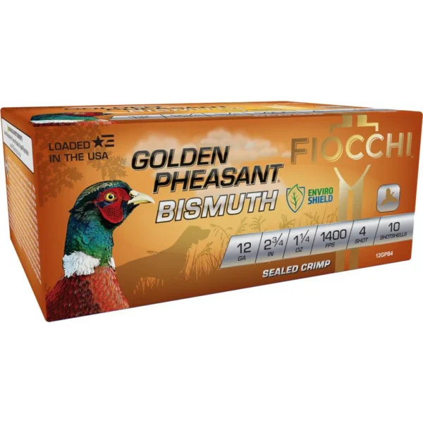 Fiocchi Ammunition Fiocchi Golden Pheasant Bismuth Shotshells 12ga 2-3/4" 1-1/4oz 1400 fps #4 10/ct