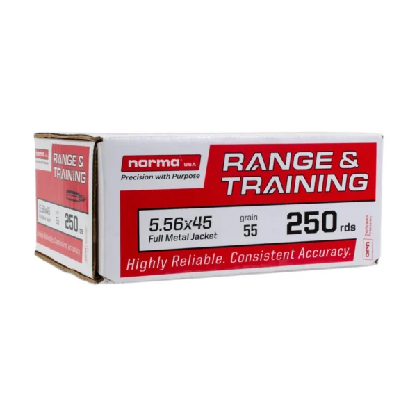 Norma Ammunition Norma Range & Training Rifle Ammunition 5.56X45 NATO 55gr FMJ 3250 fps 250/rd