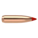 NOSLER 7MM Ballistic Tip, side view of copper-colored bullet with red polymer tip