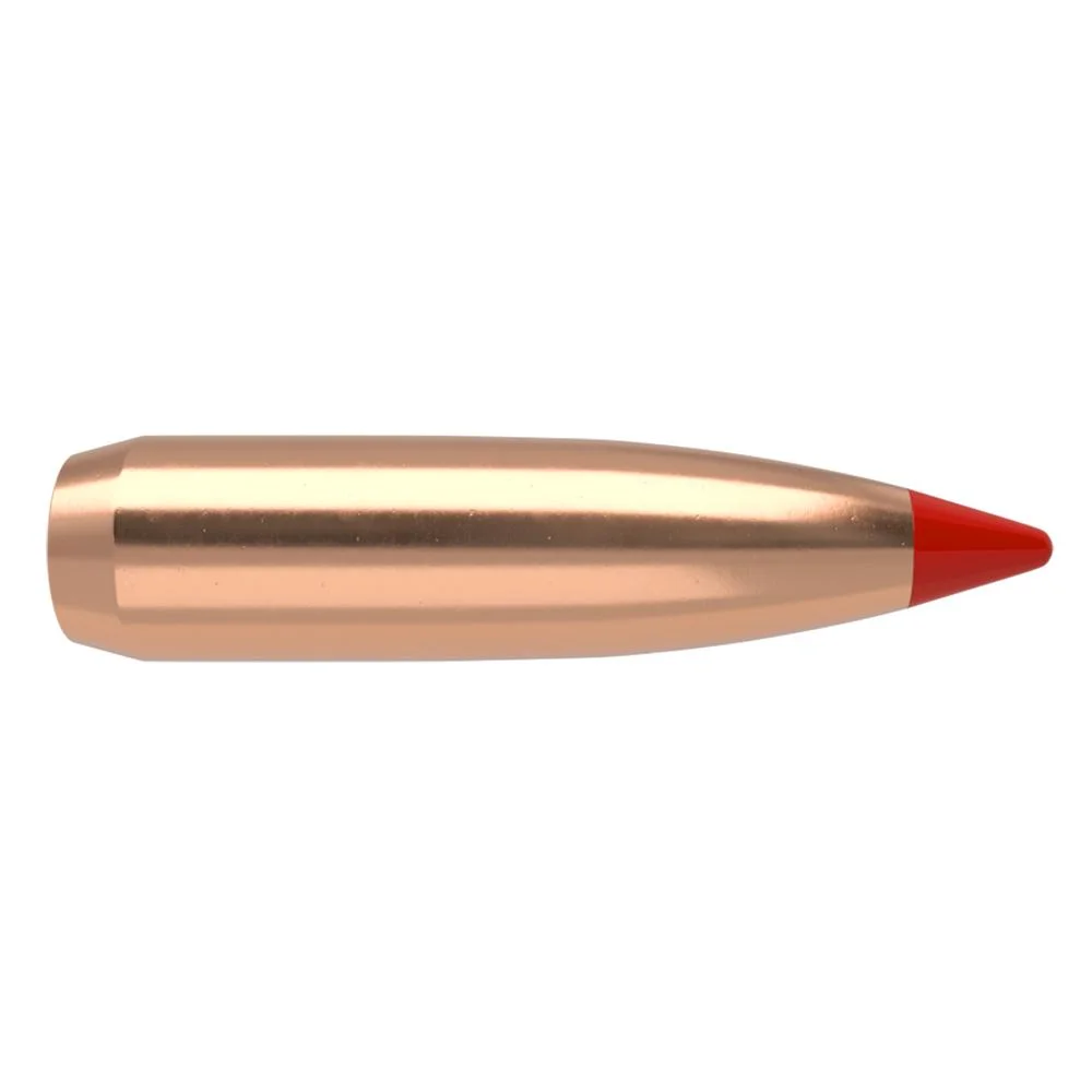 nosler-ballistic-tip-7mm-284-140gr-hunting-bullets-primary NOSLER 7MM Ballistic Tip, side view of copper-colored bullet with red polymer tip