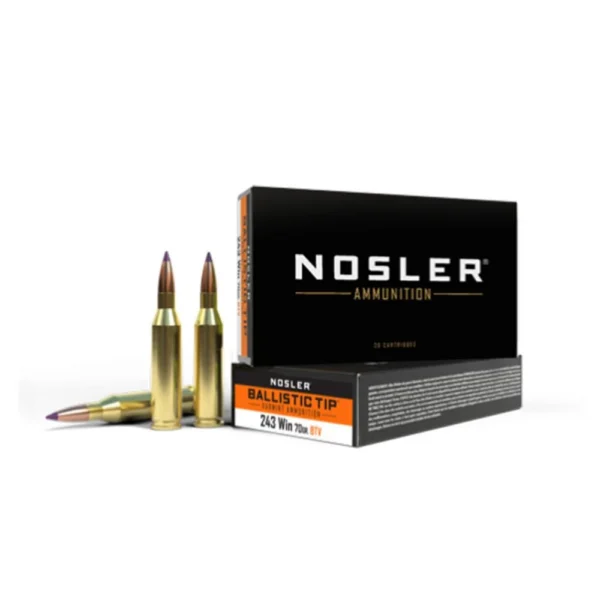 Nosler Bullets Inc. Nosler Ballistic Tip Varmint Rifle Ammunition .243 Win 70gr PT 3500 fps 20/ct