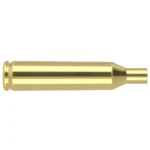 Nosler Unprimed Brass Rifle Cartridge Cases, side view of a single empty brass case