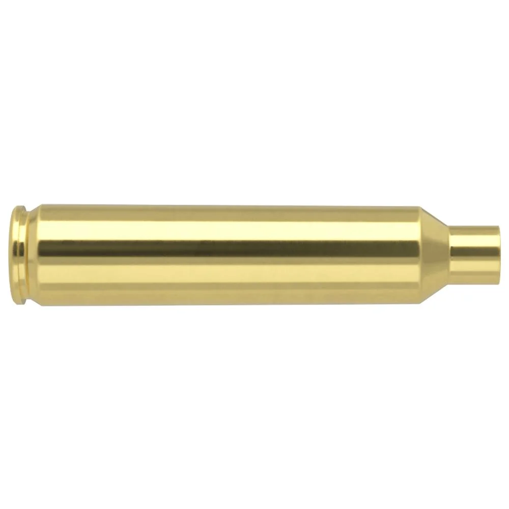 nosler-unprimed-brass-28-nosler-primary Nosler Unprimed Brass Rifle Cartridge Cases, single polished brass case in side view