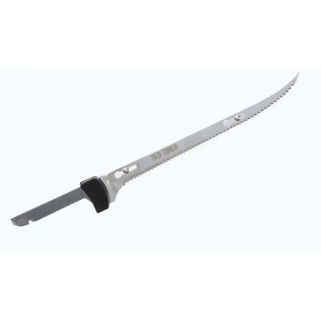 old-timer-electric-fillet-knife-primary Battenfeld Knives Old Timer Electric Fillet Knife Blade Replacement, silver curved blade, side view