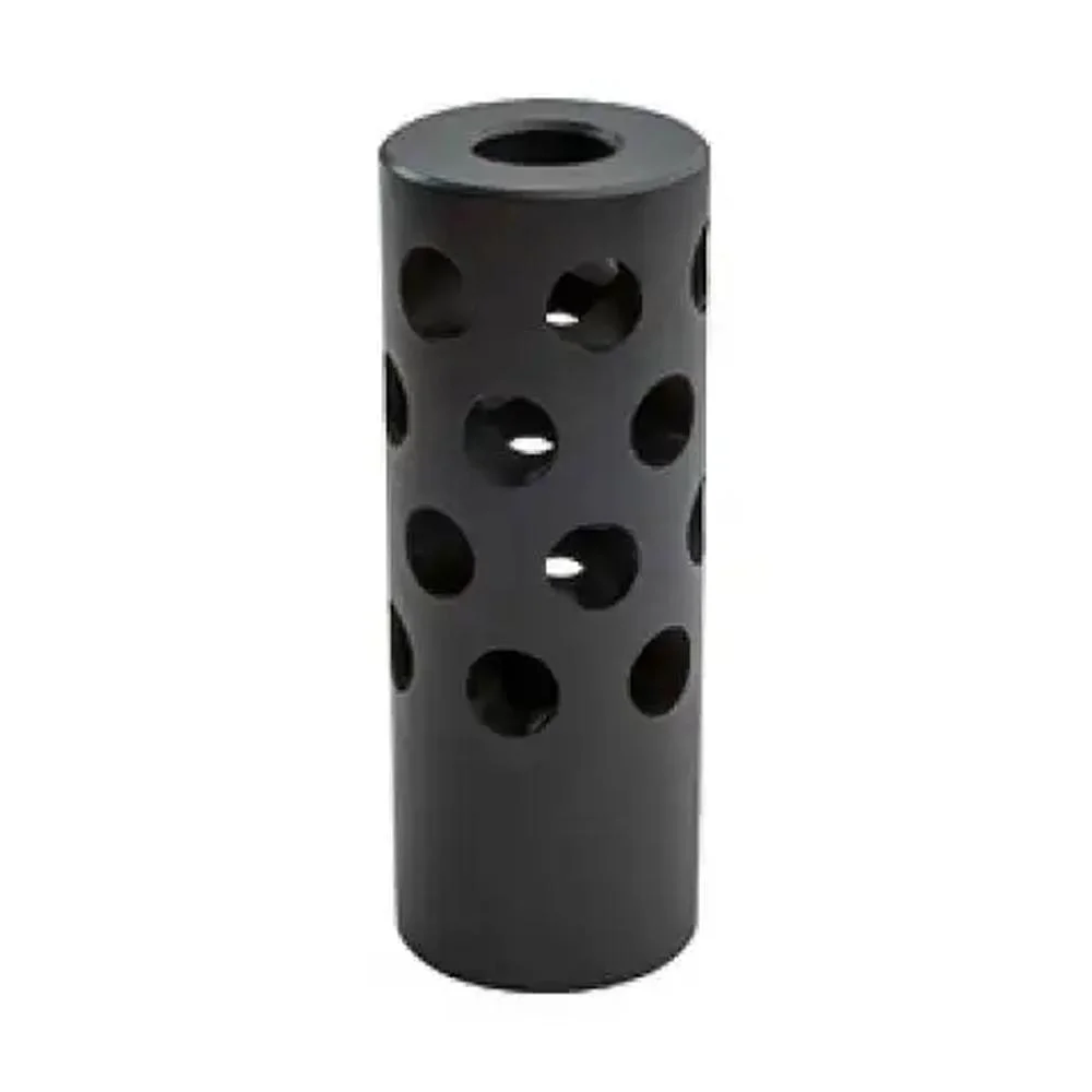 omni-muzzle-brake-1-30-cal-od-750-primary Bergara Rifles Omni Muzzle Brake #1, black cylindrical brake with round side ports and top opening