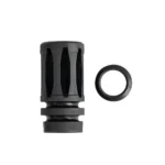 One Horse A2 Bird Cage Flash Hider black side view with vent slots and separate washer