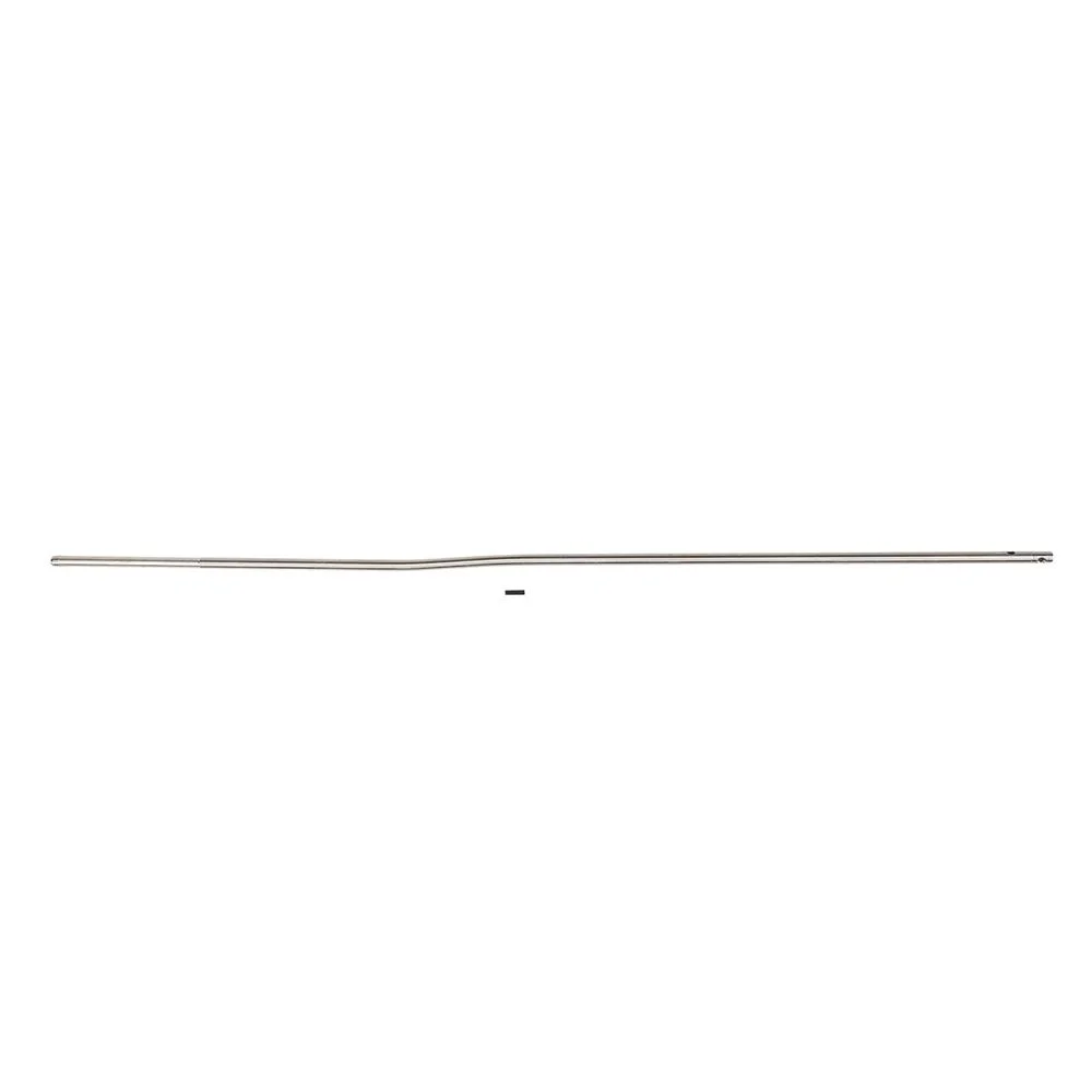 one-horse-gas-tube-primary One Horse Gas Tube Rifle Length, silver side view of straight tube with bent end