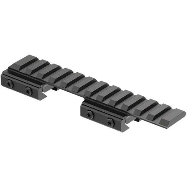 Leupold Open Range Rimfire Cross-Slot Base, angled top view of black slotted rail