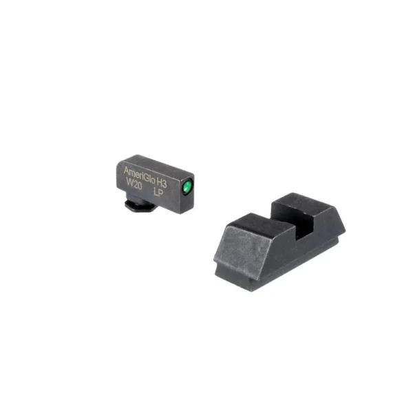 Ameriglo Optics Compatible Tritium Handgun Sight Set, black front and rear sights