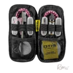 OTIS ROSE BY SIG 5.56 & 9MM CLN KIT, open black zip case with pink cables, brushes and tools