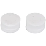Otis Patches, two short stacks of round white cleaning patches viewed from the front