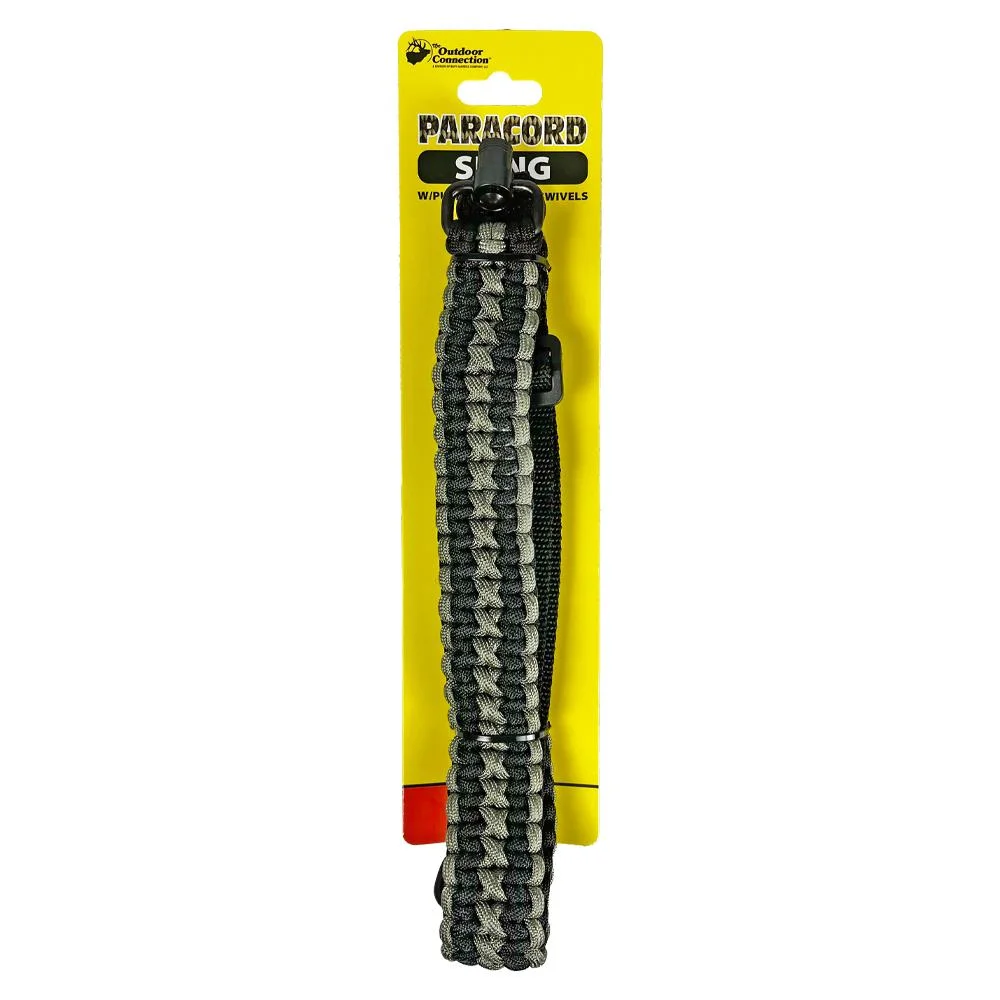 outdoor-connection-paracord-sling-with-pb-qd-swive-primary Outdoor Connection Paracord Sling black and gray woven sling in yellow packaging