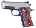 PEARCE GRIP 1911 CMP FNGR GRV INSERT, black finger-groove insert on a silver pistol, side view