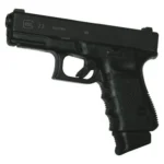 Pearce Grips Extension for Glock Full Metal, black grip extension fitted on pistol, right-side view