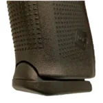 Pearce Grips Enhanced Baseplate, black baseplate fitted to a textured pistol grip in close-up side view