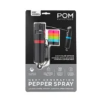 POM Pepper Spray Black Keychain 6 in 1, black canister and clip in retail packaging