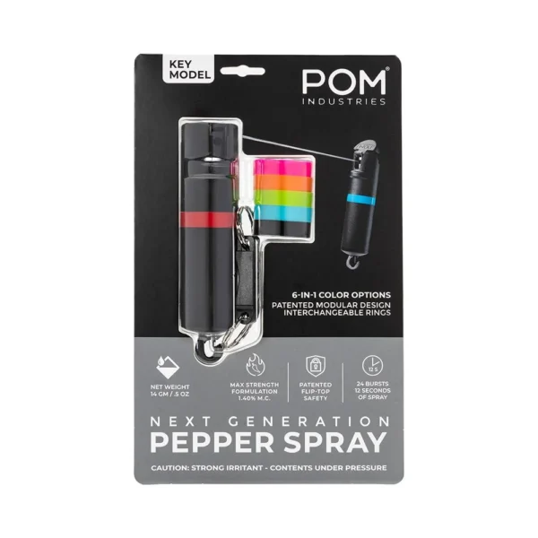 POM Industries POM Pepper Spray Black Keychain 6 in 1 .05oz