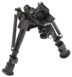 Truglo Tac-Pod Pivoting Adjustable Bipod, black, front angled view with legs extended