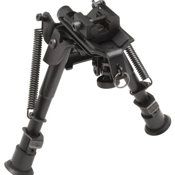 Truglo Tac-Pod Pivoting Adjustable Bipod, black, front angled view with legs extended