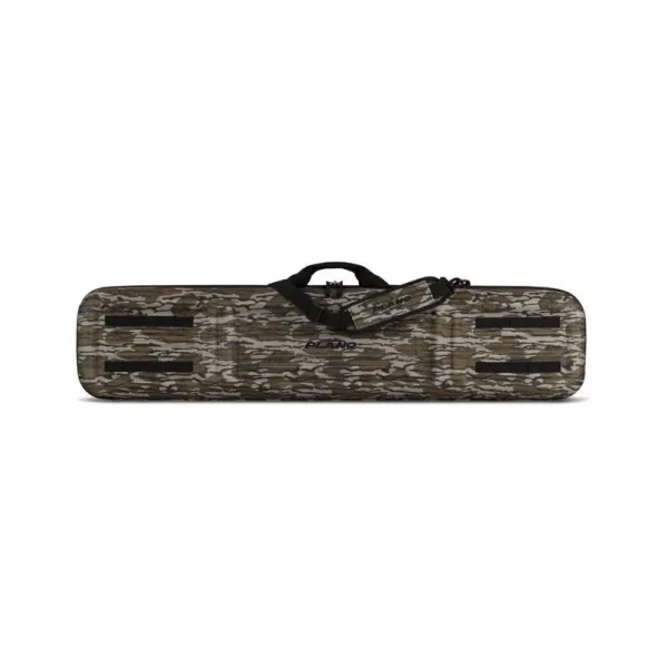Plano Diverge EVA Rifle Case, Mossy Oak Bottomland camo exterior with carry handle, front view