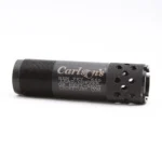 Carlson's Buckshot Ported Choke Tube, black tube in side view with threaded end and ports