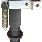 RCBS Powder Die, silver and black threaded die with knurled body and side spring