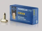 Prvi Partizan PPU 380ACP FMJ 94GR blue ammunition box with three brass cartridges